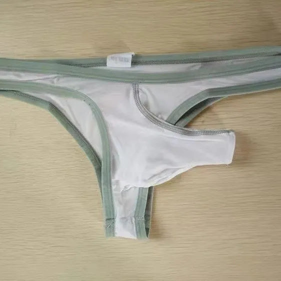 Men's Army Green ice silk briefs showcasing the contoured elephant nose pouch design on a white background.