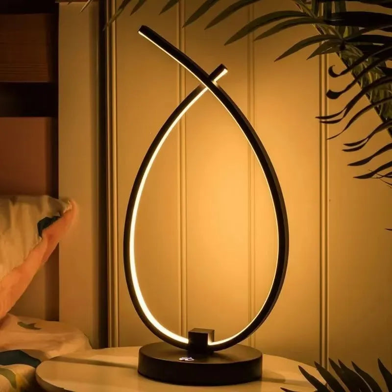 Water drop shaped table lamp with touch control in black finish