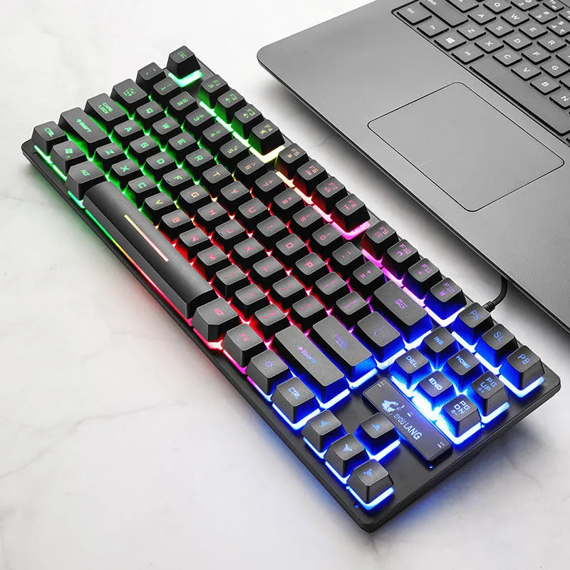 87-key mechanical gaming keyboard in black, wired USB, compact 36.5cm size