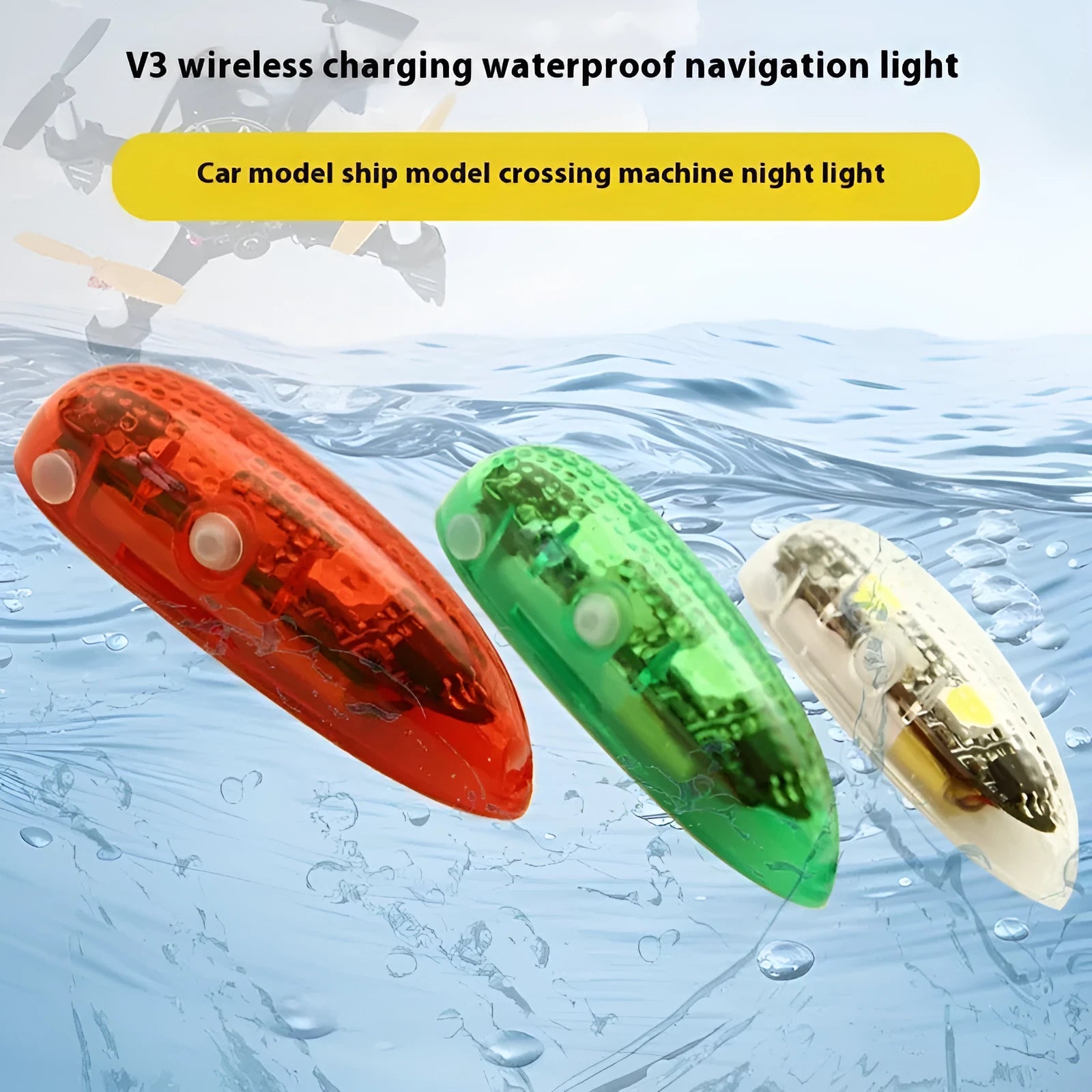 V3 wireless navigation lights for RC models with waterproof construction and multiple colour options