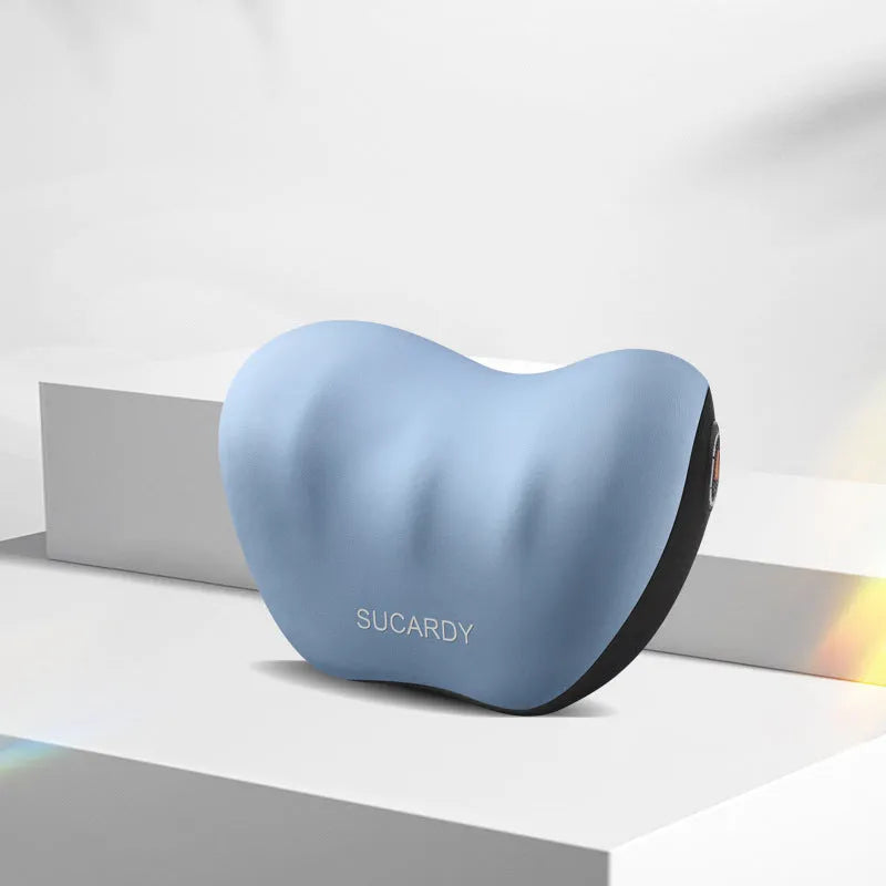 Memory foam lumbar support pillow and headrest car cushion in black colour on a car seat