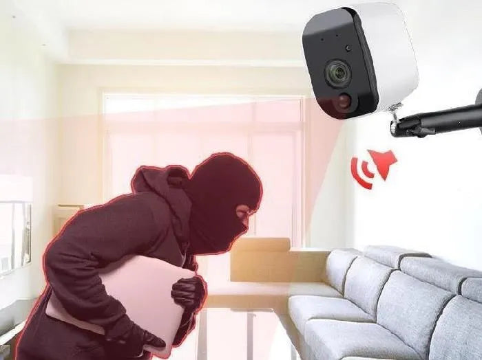 Solar powered wireless surveillance camera with 1080P HD lens and PIR motion sensor