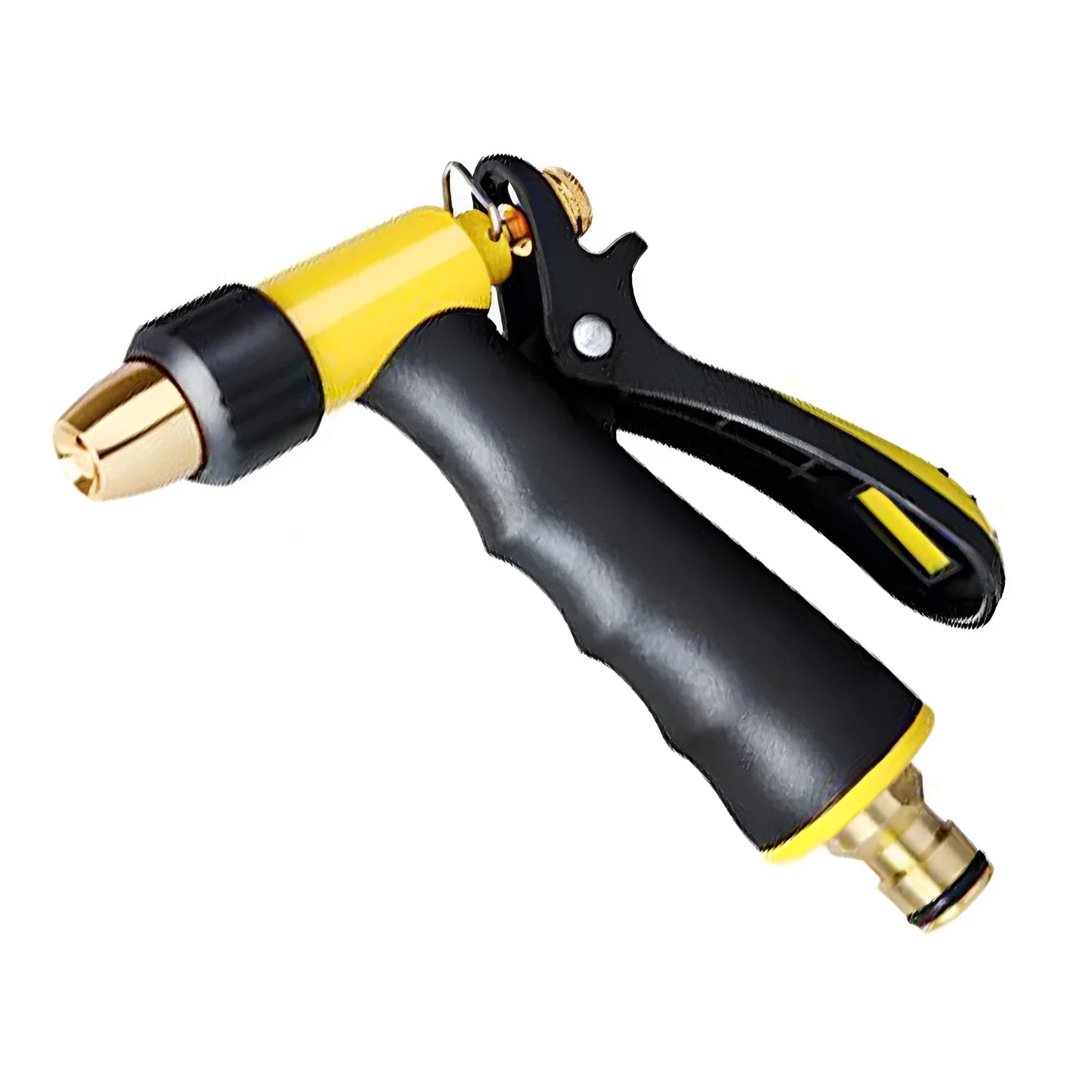 Yellow high pressure water gun with metal tip and TPR handle for car washing and garden watering