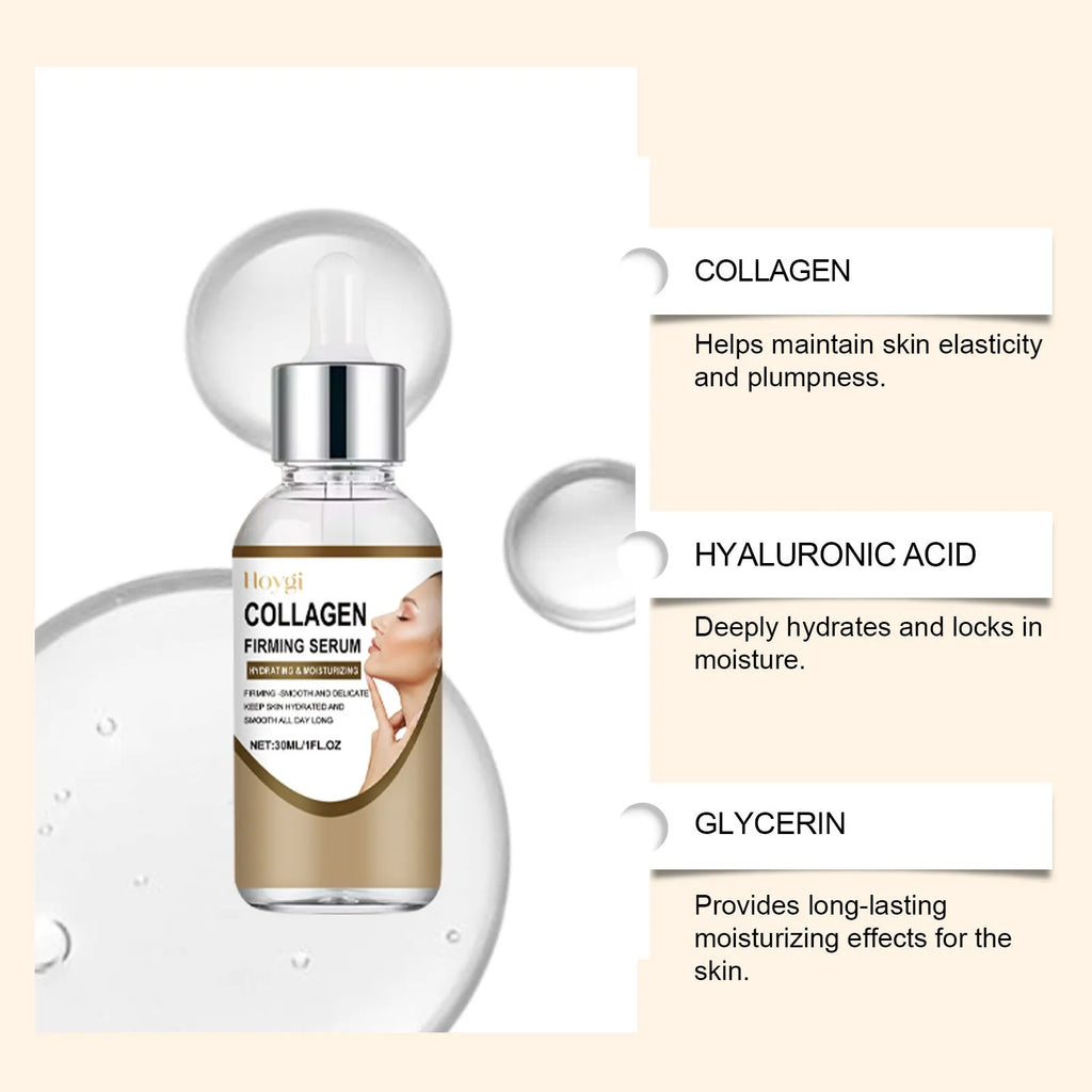 30ml collagen firming care solution bottle measuring 2.8x2.8x10.3cm