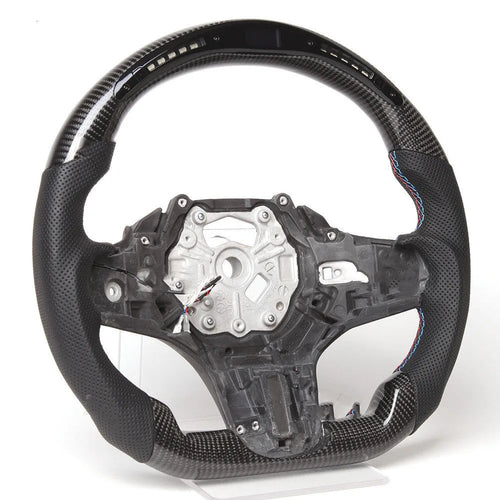 Black carbon fibre BMW steering wheel with LED features for X3 X5 models