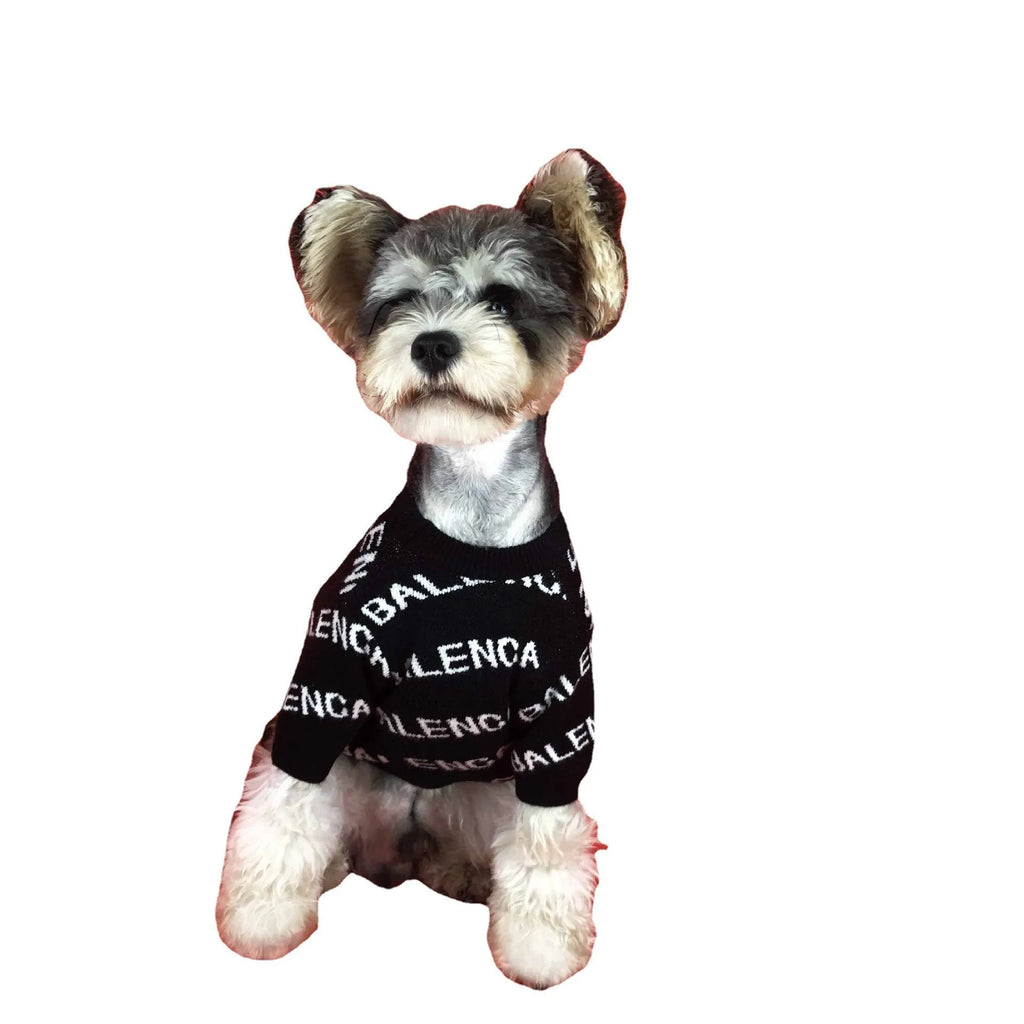 Acrylic dog sweater spring pullover in green and black, sizes S to 2XL