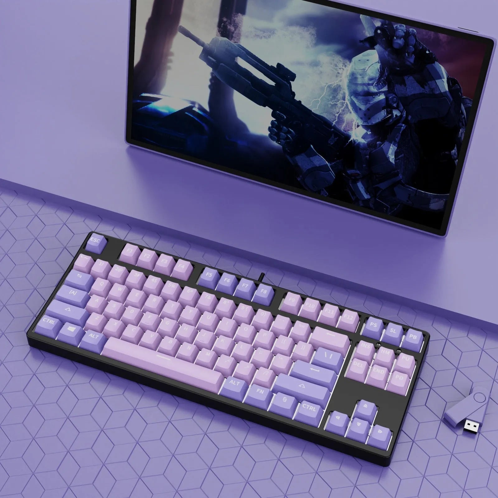 87-key wired mechanical keyboard with two-colour backlighting and hot-swappable switches