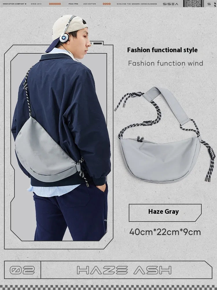 Men's lightweight nylon messenger bag in urban simplicity style with large capacity for commuting and exercise