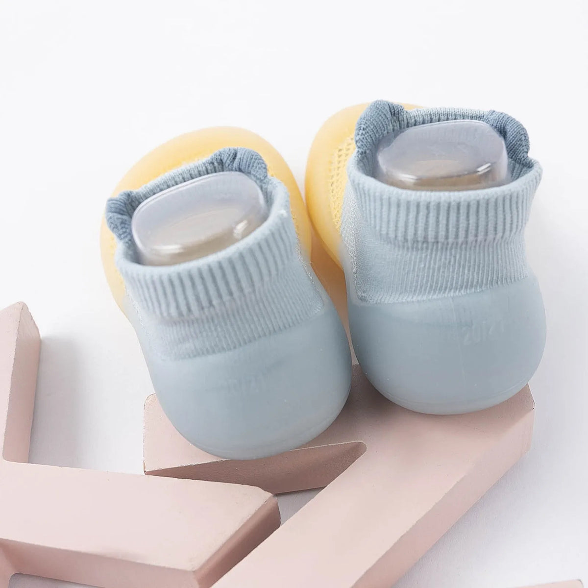 Baby toddler shoes with breathable net upper and non-slip rubber sole in yellow pink orange grey blue