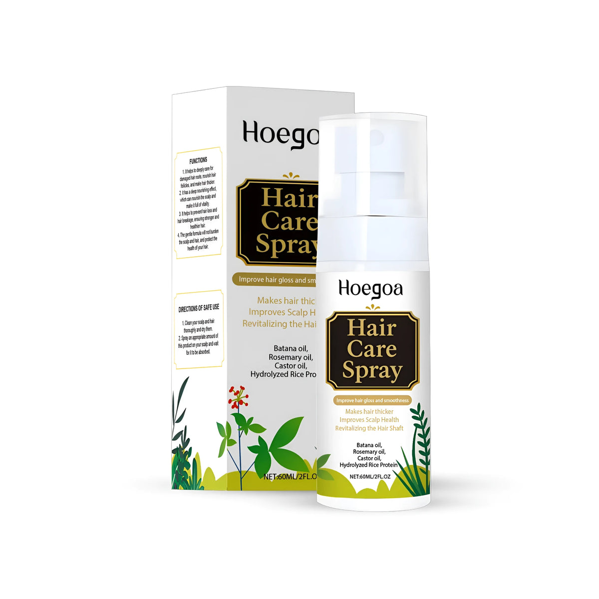 60ml Hair Care Spray bottle with plant oils, vitamin E, and hydrolysed rice protein