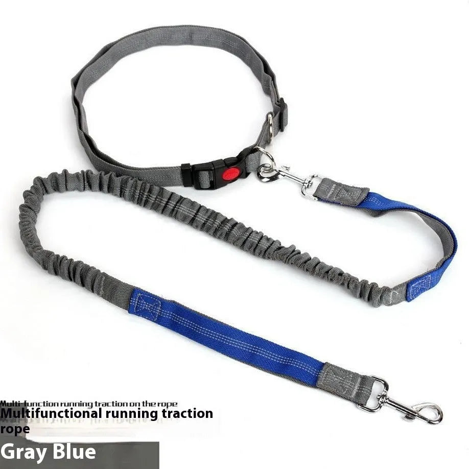 Grey and green elastic reflective dog leash for outdoor running with 2.5cm width