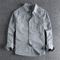 Men's loose fit long sleeve overalls shirt in cardigan style available in four colours