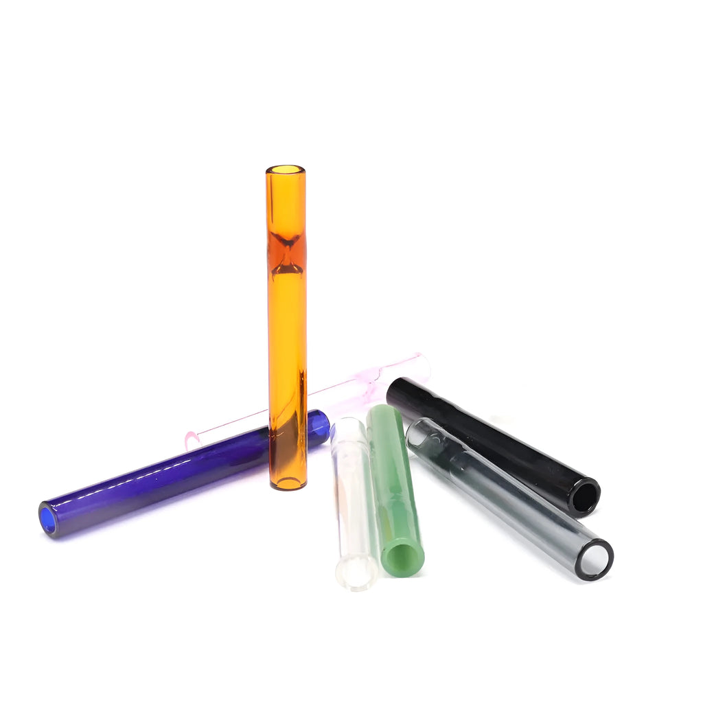 Transparent pink glass telescopic smoking pipe with straight suction nozzle