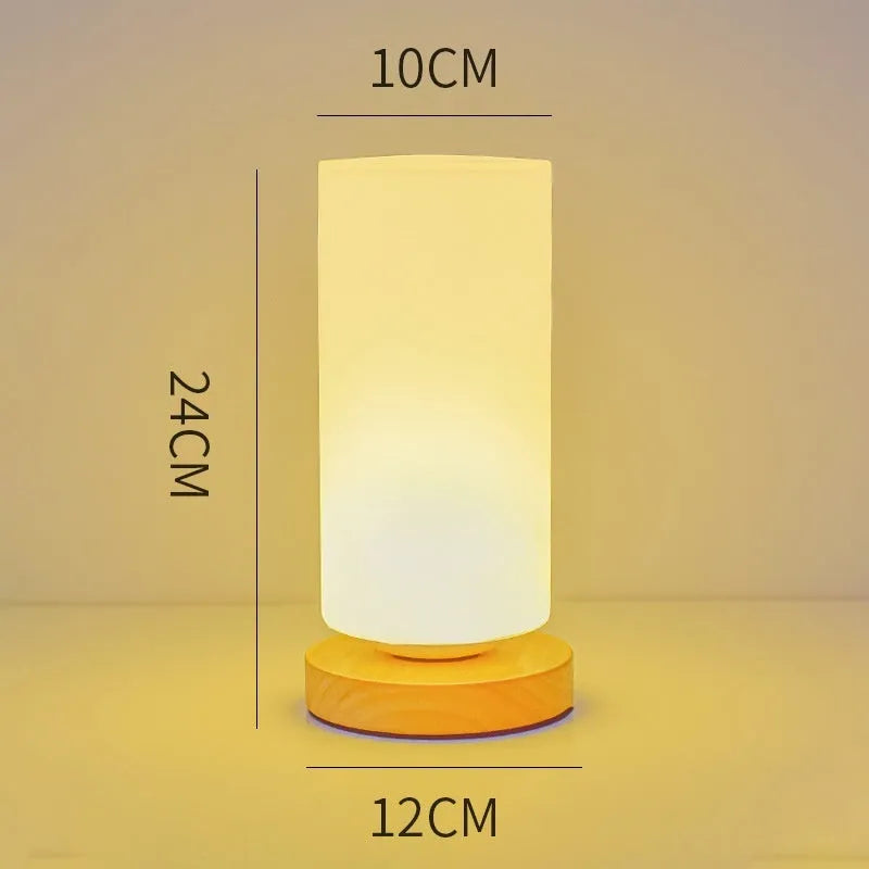 Nordic solid wood USB table lamp with touch dimming in flower shape design for bedroom