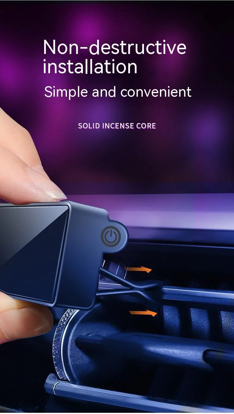 Black car vent clip aromatherapy diffuser with LED light and fragrance sticks