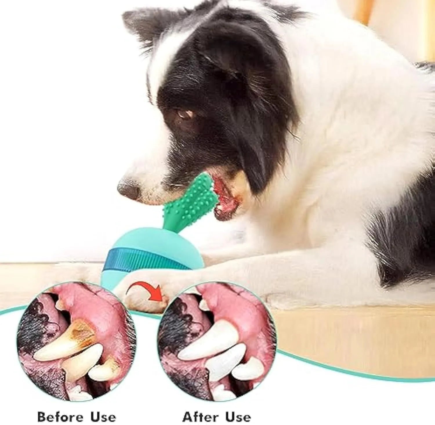 Blue durable rubber interactive dog toy ball with treat dispenser holes for medium large dogs.