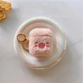 Plush pig flannel AirPods protective cover with bracelet in pink or beige