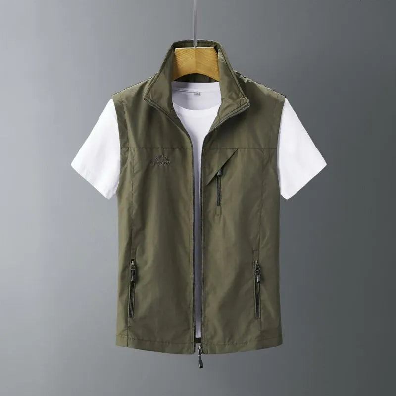 Men's hooded rabbit fur vest in slim fit for outdoor casual wear