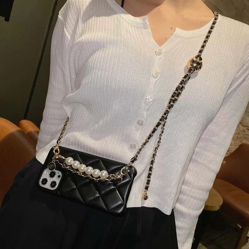 Xiaoxiangfeng imitation leather phone case with Dalinger leather rope messenger strap and small golden ball