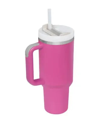 40oz stainless steel insulated tumbler with handle, straw, spill-proof lid, 1200ml capacity, in assorted colours