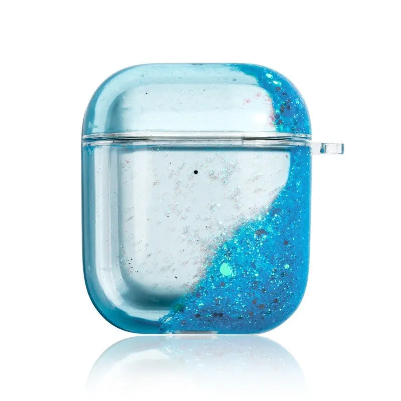 Quicksand earphone sleeve in blue colour with glitter effect for Apple AirPods Pro