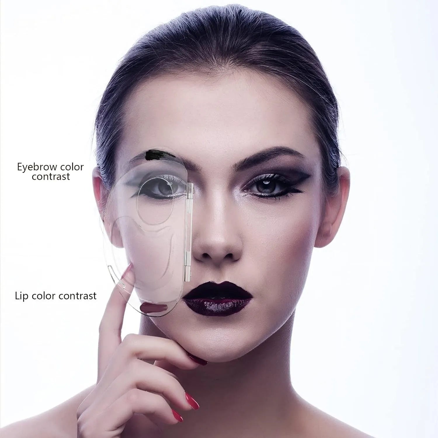 Transparent acrylic makeup mixing palette with storage grooves and colour test areas