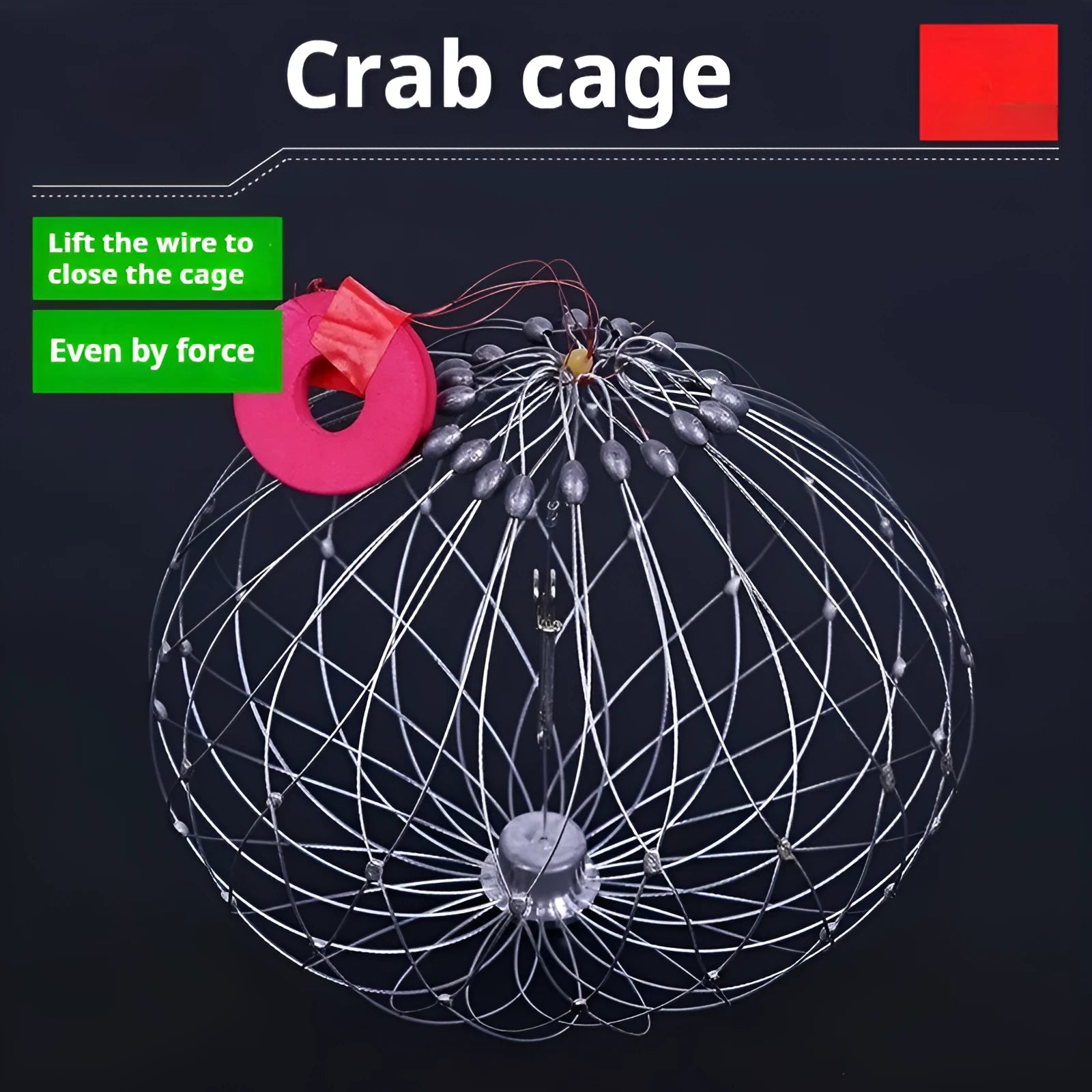 Stainless steel automatic opening and closing crab net with 20 steel wires, 52cm diameter, for blue crab fishing
