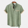 Loose linen short sleeve shirt with ocean fish pattern lapel in multiple colour options