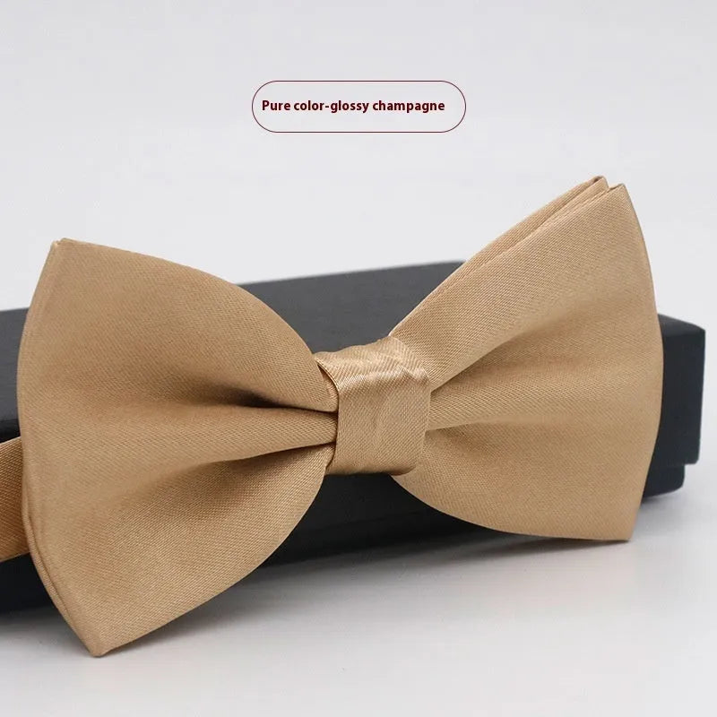 Solid colour flat head polyester bow tie for formal wear and weddings