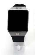 Silver grey smart watch with a 1.44-inch touch screen on a wrist strap.