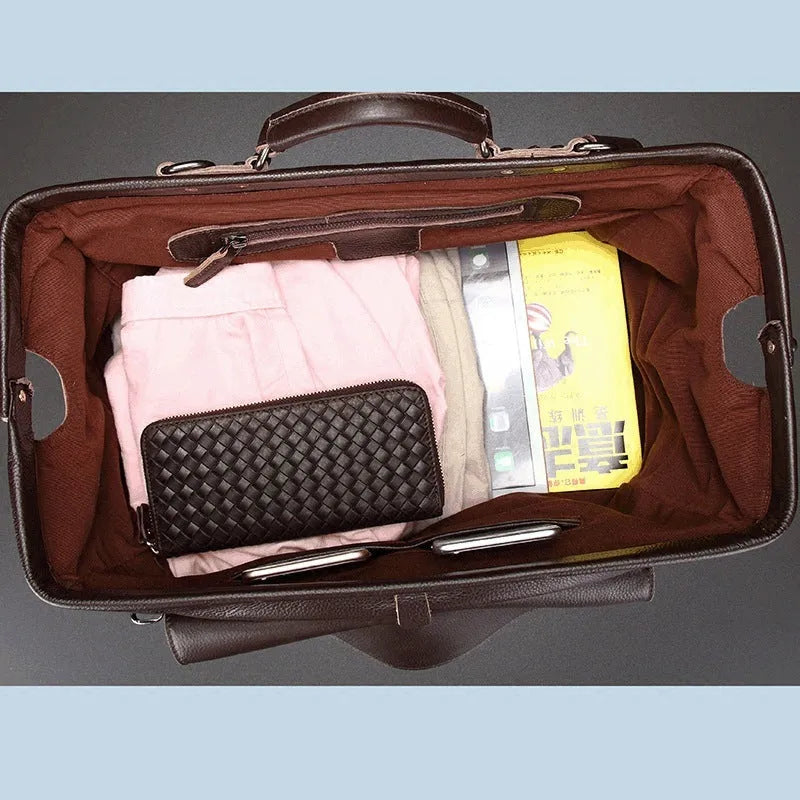 Genuine leather business travel bag Italian crocodile leather 19 inch brown colour