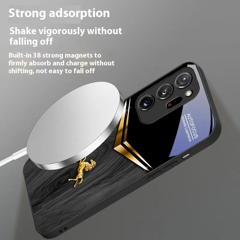 Samsung Galaxy phone case with metal build, sprayed finish, and magnetic ring in black