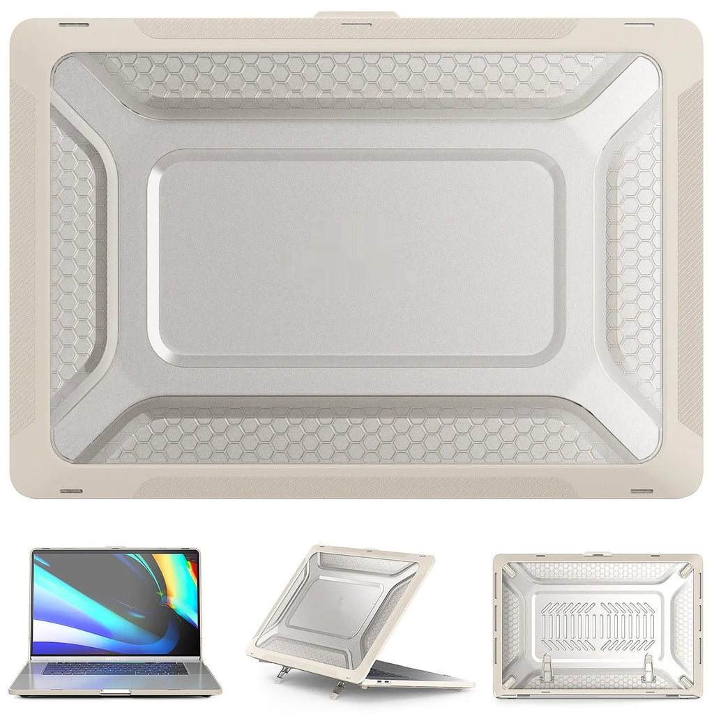 MacBook protective shell case in four colours: cold black, starry sky grey, elegant apricot and sapphire blue
