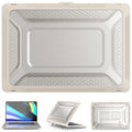 MacBook protective shell case in four colours: cold black, starry sky grey, elegant apricot and sapphire blue