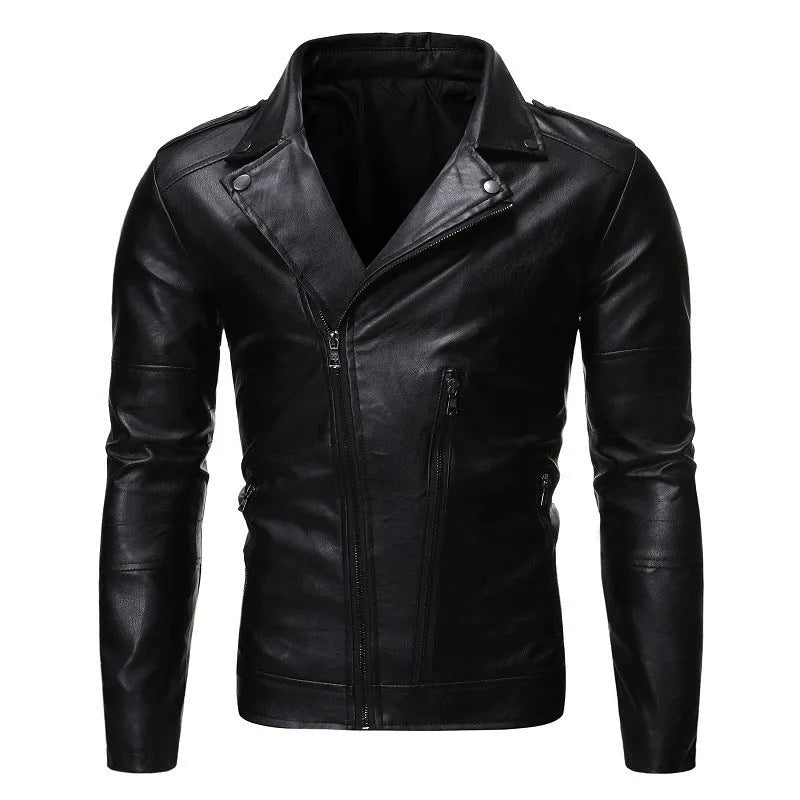 Loose fit pigskin leather motorcycle jacket with zipper front in khaki colour, available in sizes M to 4XL