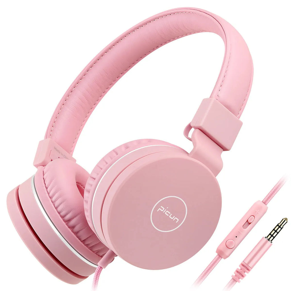 Bengoo C30 over-ear wired headphones in mint green with a braided cable and 3.5mm plug