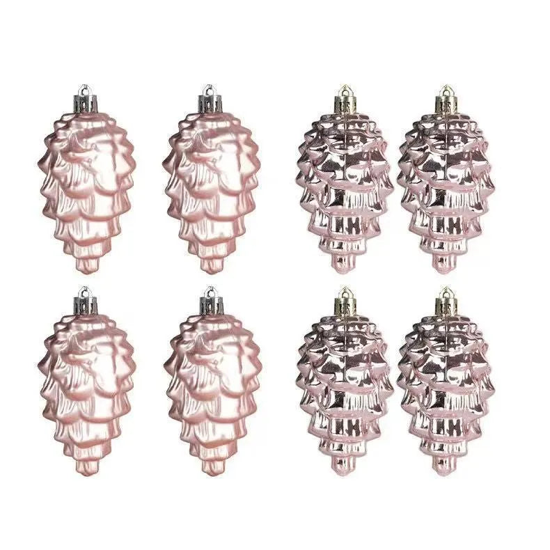 Plastic Christmas hat tree pendant in champagne gold, 7cm size, with loop for hanging
