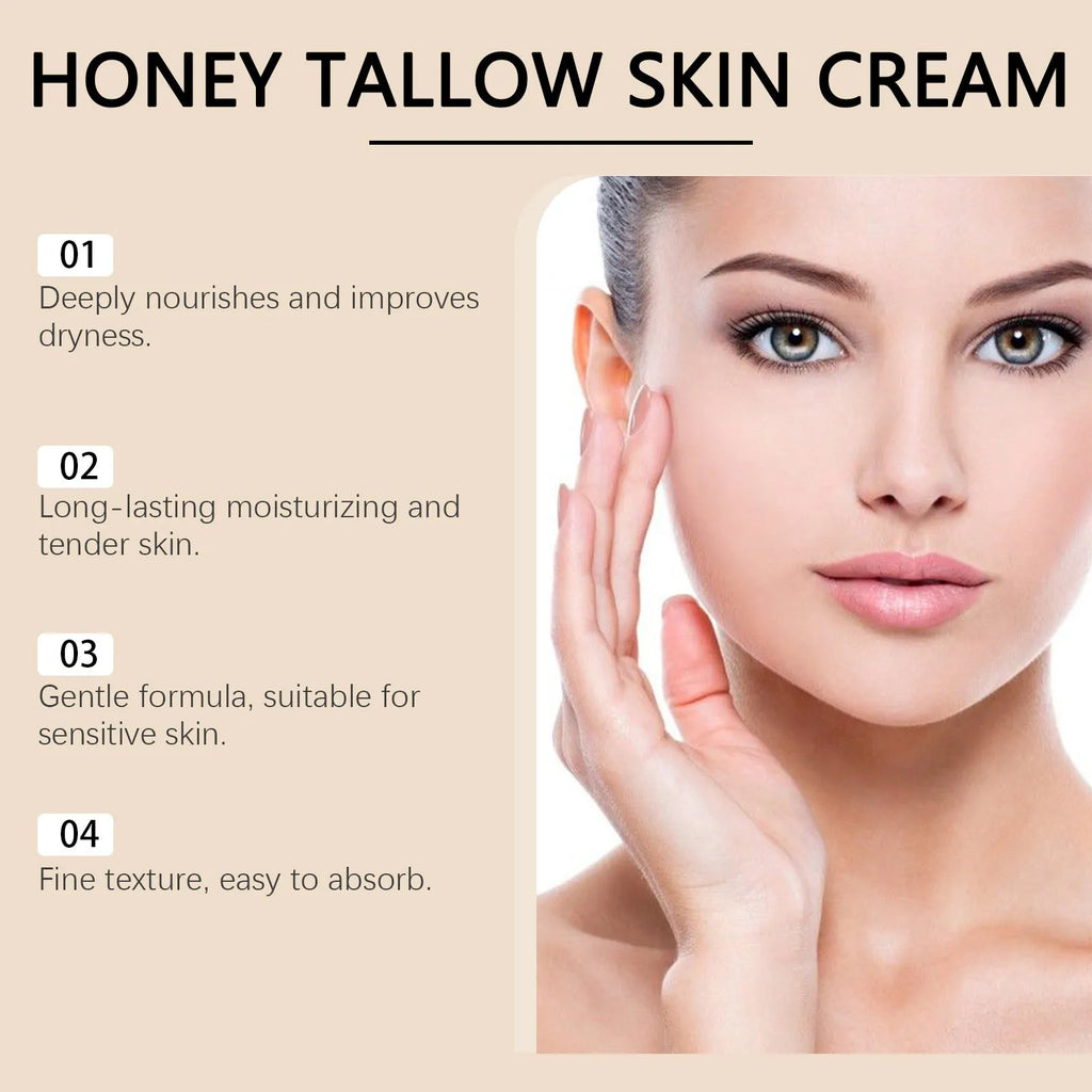 Honey Tallow Skin Cream 110g jar with honey, milk, and tallow for body moisturising