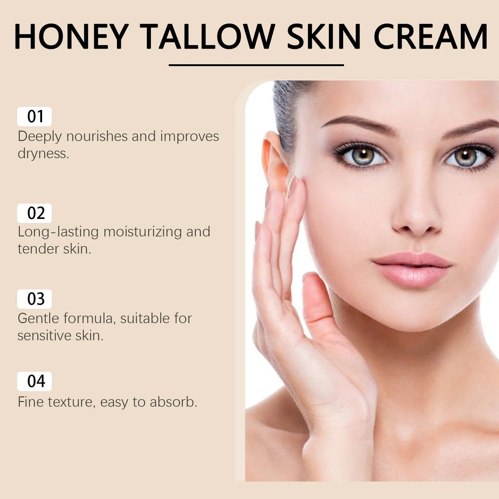 Honey Tallow Skin Cream 110g jar with honey, milk, and tallow for body moisturising