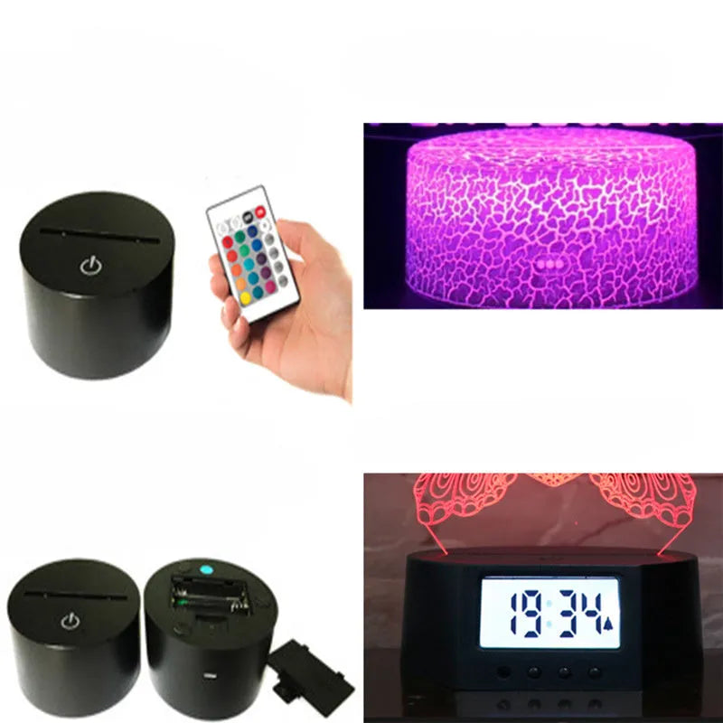 Blue shark-shaped 3D LED table lamp on a square ABS base with remote control for 16 colours.