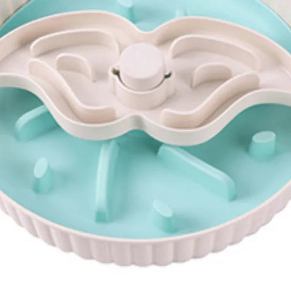 Pet feeding bowl with rotating slow food mat and anti-choke silicone pad in multiple colour options