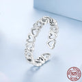 S925 sterling silver heart-shaped women's ring in silver or gold colour, average size