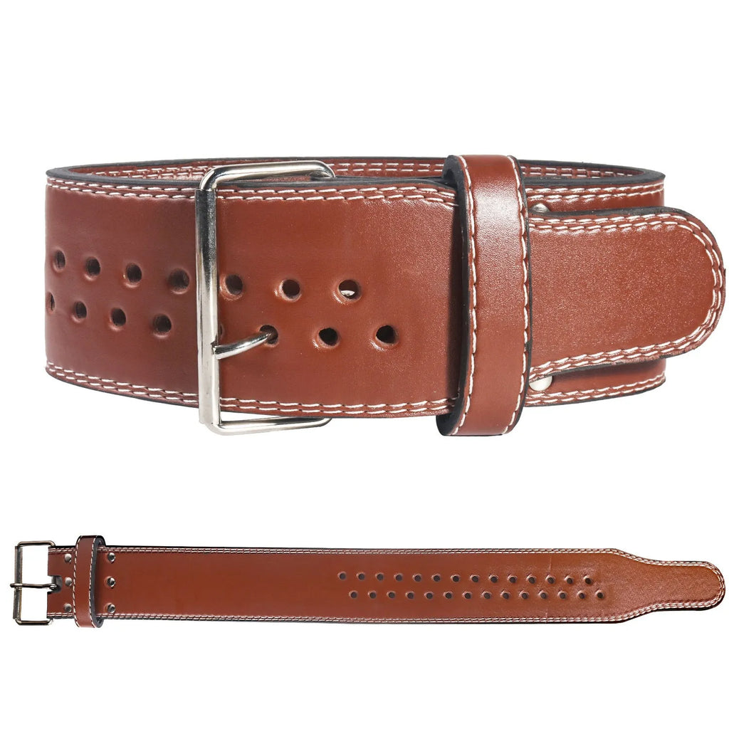 PU weightlifting belt in Black or Brown for squats, deadlifts, and gym training, available in sizes S, M, and L