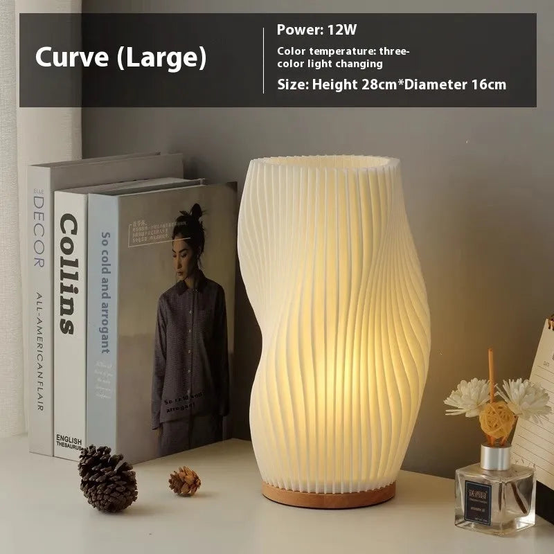 Japanese style bamboo desk lamp curve small USB dimming model in natural bamboo finish