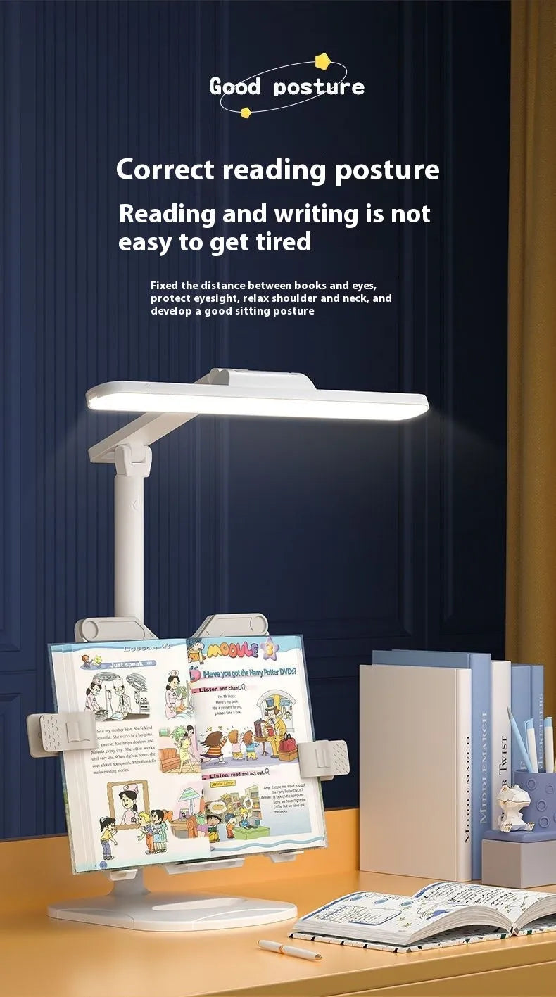 Adjustable reading bookshelf lamp with three colour temperature settings and dual power options