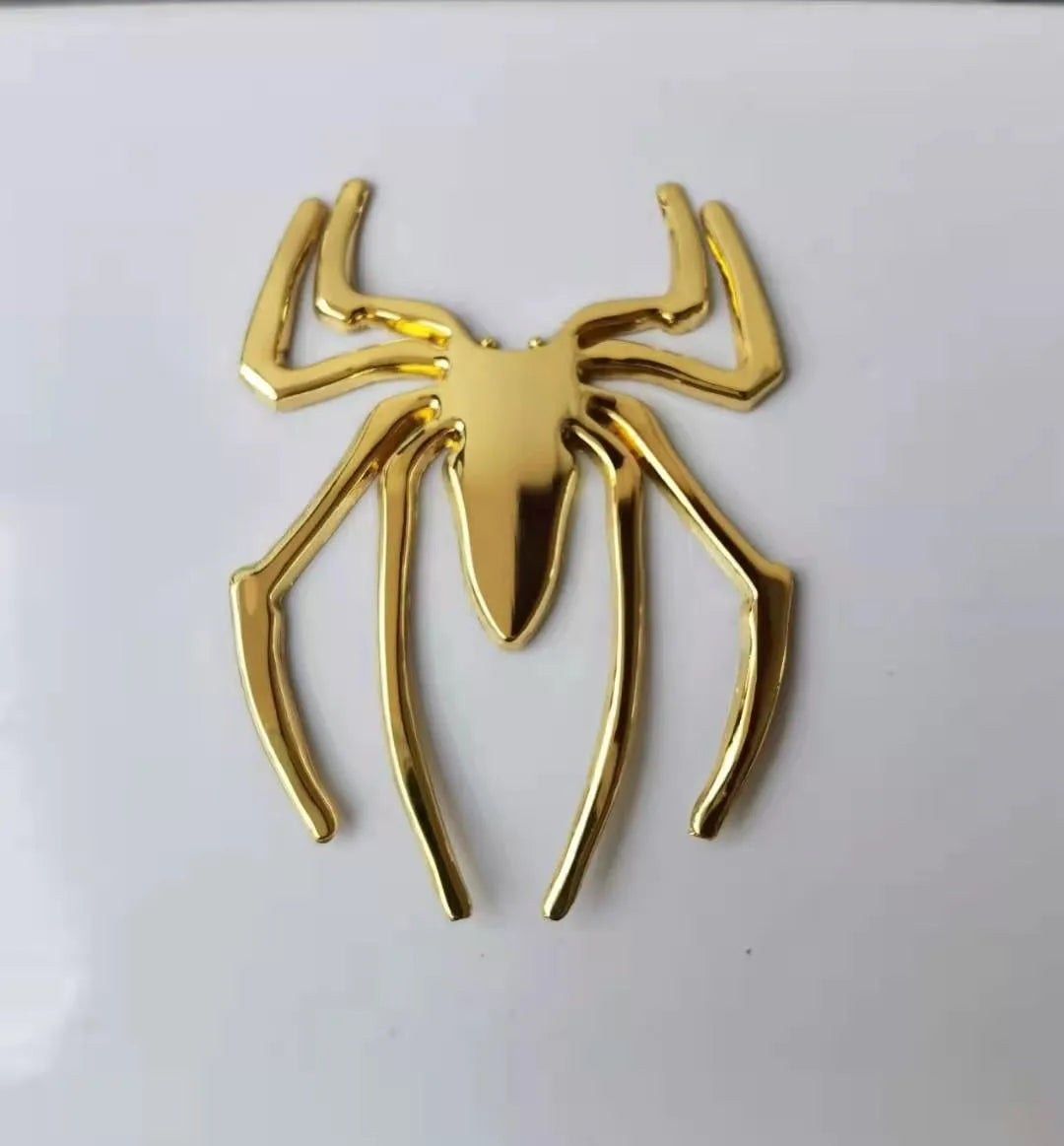 Three-dimensional zinc alloy spider bumper sticker in metallic colours