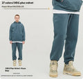 Men's solid colour cotton velvet sweatpants with ankle banding in a mid waist design