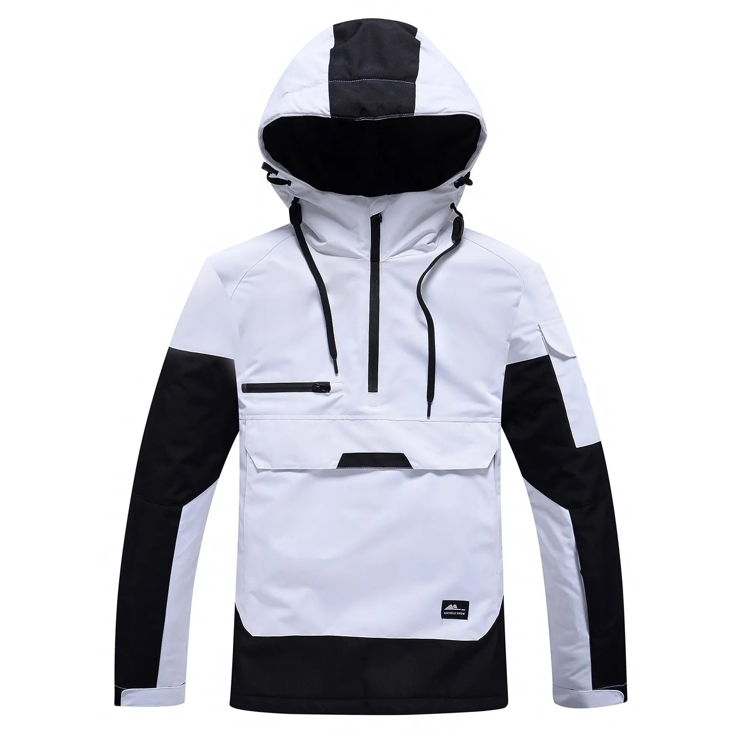 Contrast color windproof waterproof breathable couple ski hoodie in blue with black trim