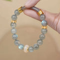Women's light green emerald ice-like Tian Shan Cui half bracelet with round national style elements