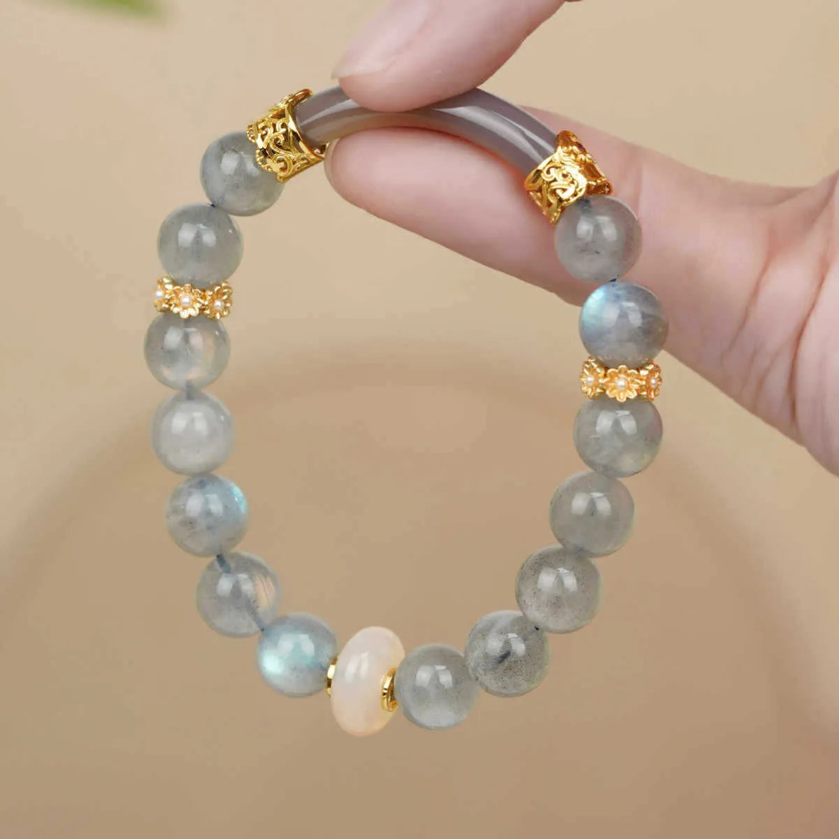 Women's light green emerald ice-like Tian Shan Cui half bracelet with round national style elements
